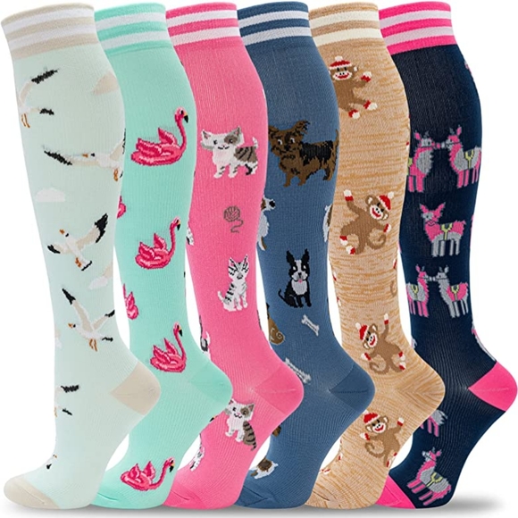 Compression Socks for Women Circulation 20-30mmHg Crazy, Cute, Socks Support  - Picture 8 of 10
